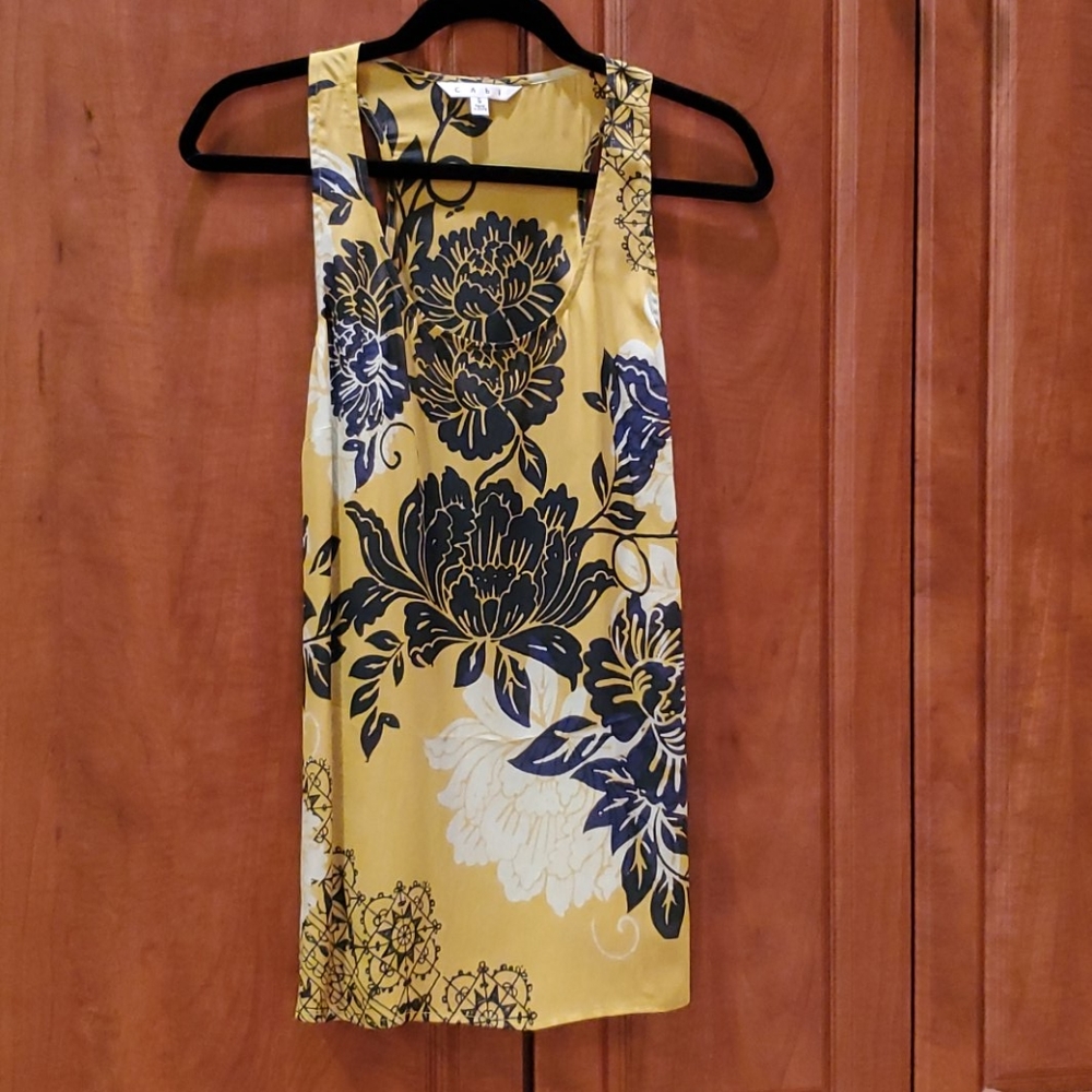 CAbi Floral Tank Blouse - Silk & Viscose - Small